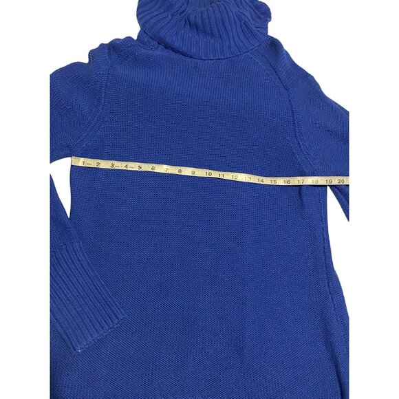 Gap Womens XXL Blue Cable Knit Turtleneck Sweater Ribbed Cuffs & Hem Cotton/Acry - Picture 9 of 14
